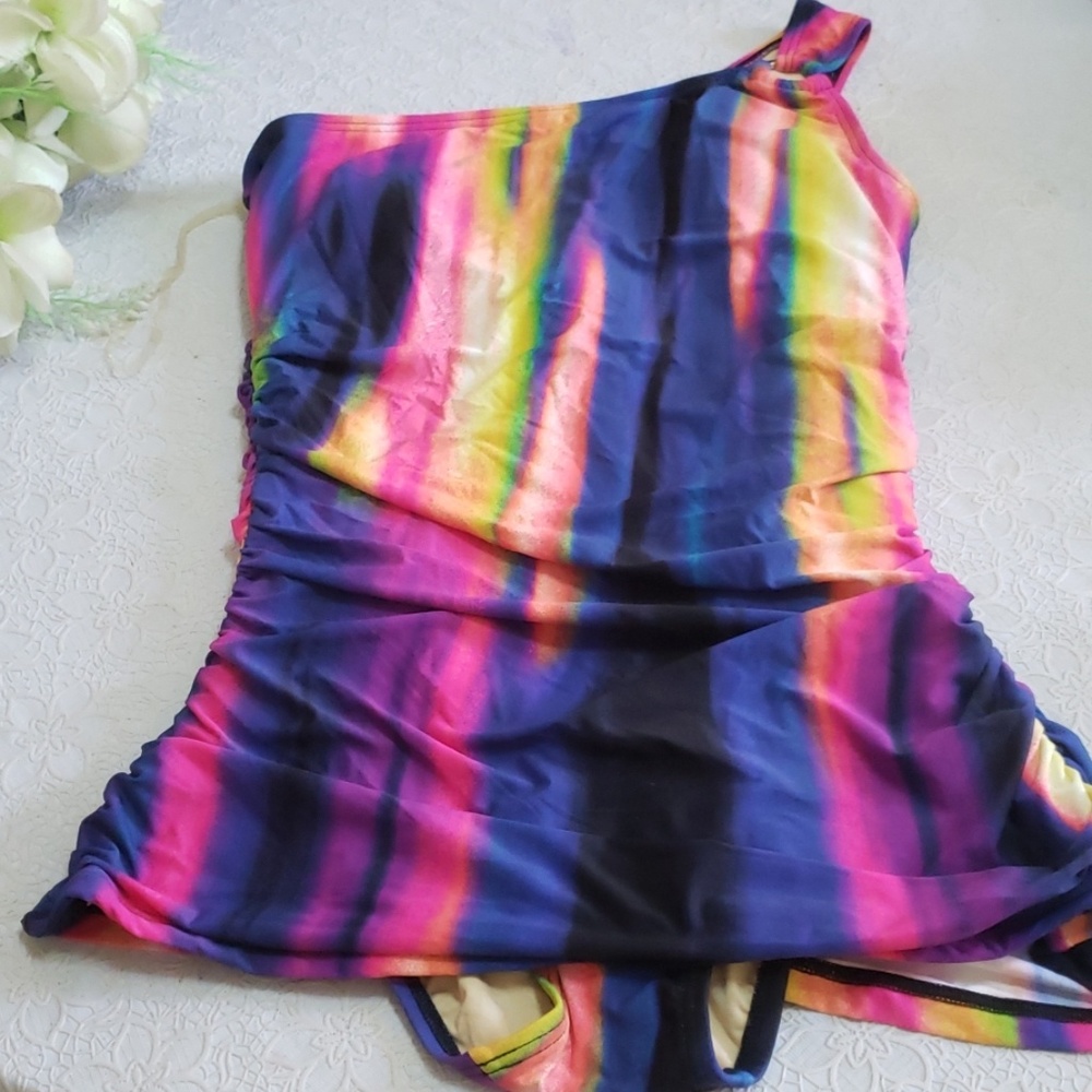 CALVIN KLEIN ONE SHOULDER MULTICOLOR SWIMSUIT 8